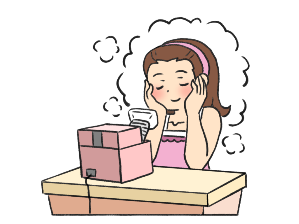 美容機器でスキンケアをしている女の子の画像