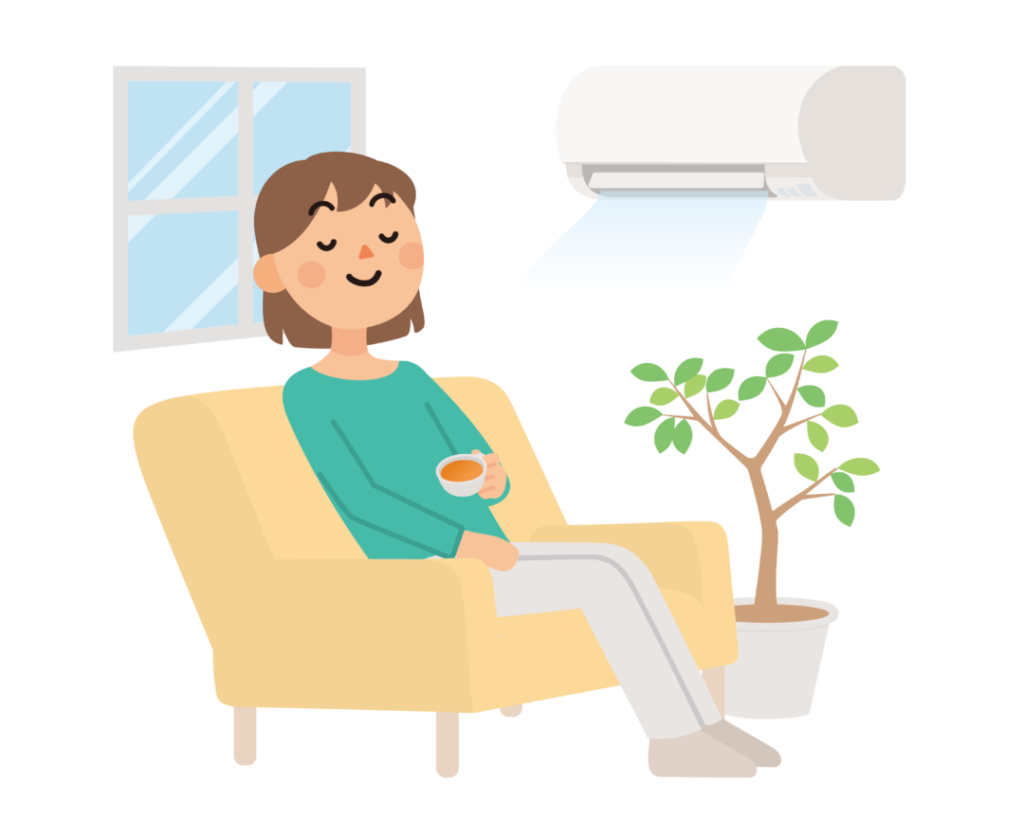 ソファでくつろぐ女性のイラスト