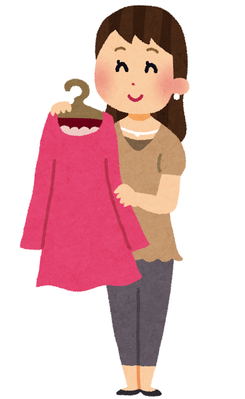 レディースの服を持つ女性のイラスト